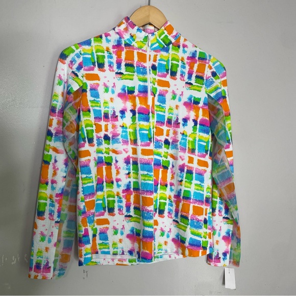 IBKUL Golf Multicolor Long Sleeve‎ Quarter Zip Mock Shirt Size Small UPF 50 - Picture 1 of 6